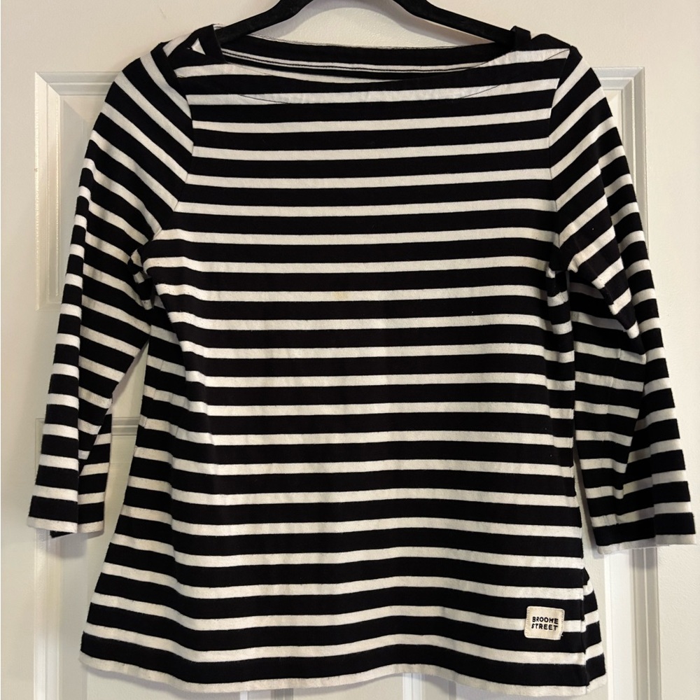 Kate Spade Broome Street Black and White Striped Women's Top, size Small
